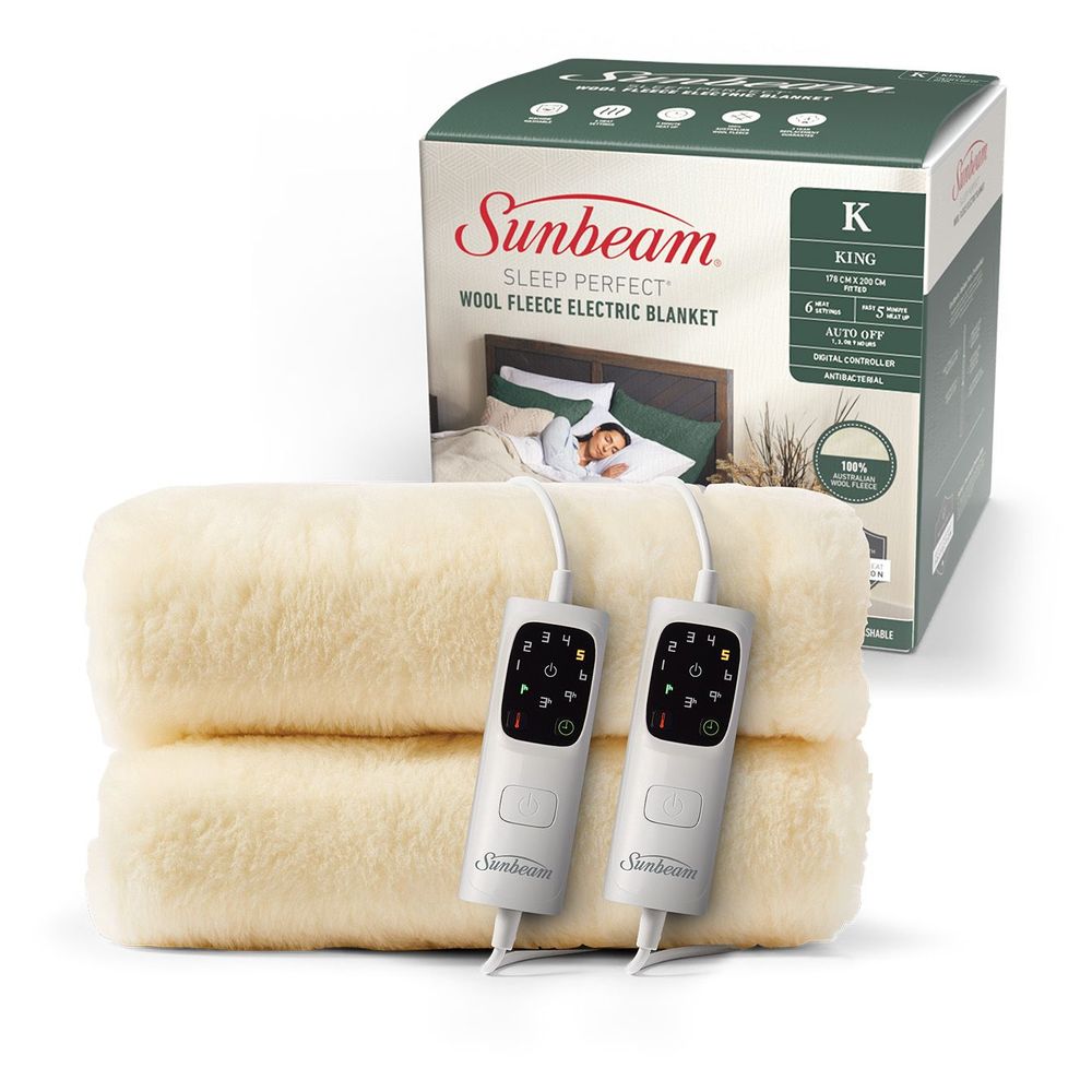Sleep Perfect Wool Fleece Electric Blanket King | BLW6671 | Sunbeam